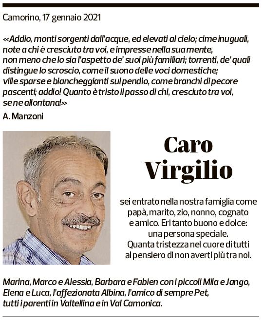 Annuncio funebre Virgilio Monti