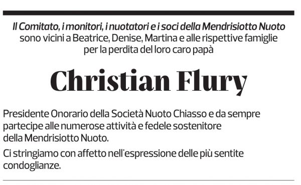 Annuncio funebre Christian Flury