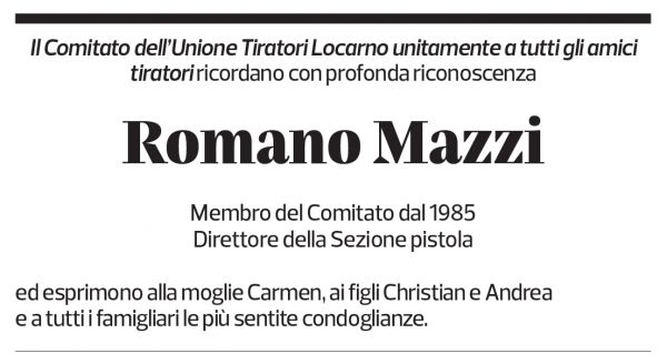 Annuncio funebre Romano Mazzi