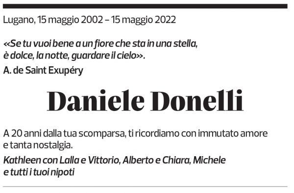 Annuncio funebre Daniele Donelli