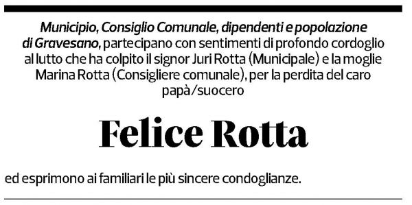 Annuncio funebre Felice Rotta