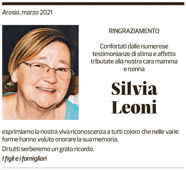 Annuncio funebre Silvia Leoni