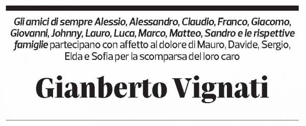 Annuncio funebre Gianberto Vignati