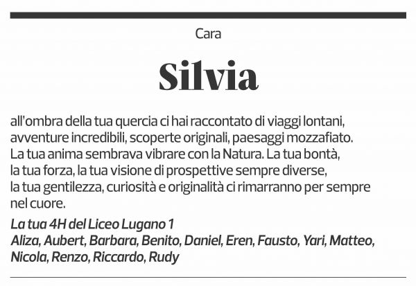 Annuncio funebre Silvia 