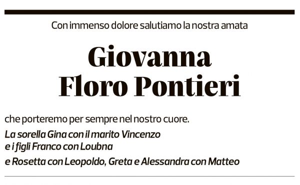 Annuncio funebre Giovanna Pontieri