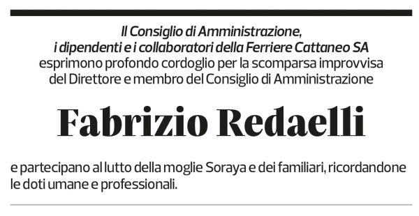 Annuncio funebre Fabrizio Redaelli