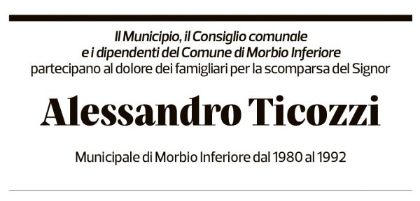 Annuncio funebre Alessandro Ticozzi