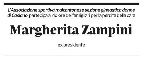 Annuncio funebre Margherita Zampini