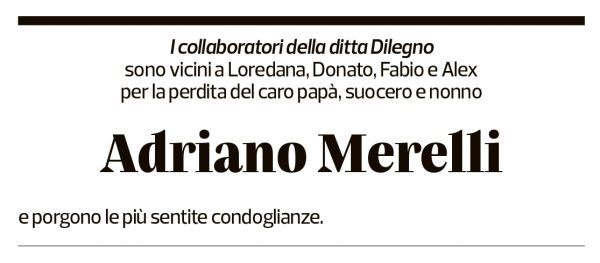 Annuncio funebre Adriano Merelli