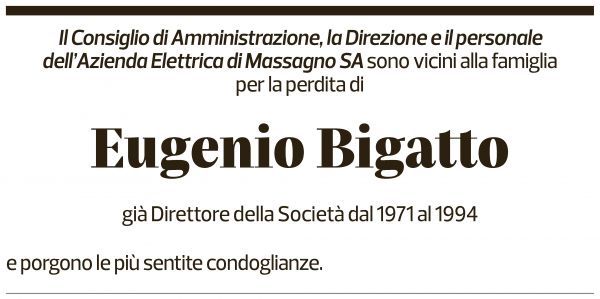 Annuncio funebre Eugenio Bigatto