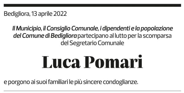 Annuncio funebre Luca Pomari