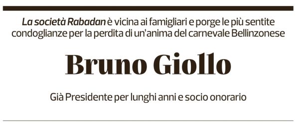 Annuncio funebre Bruno Giollo