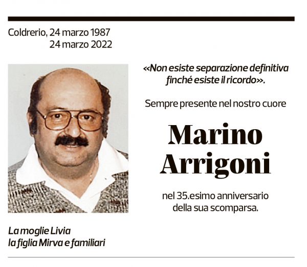 Annuncio funebre Marino Arrigoni