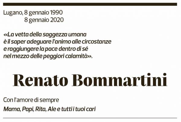 Annuncio funebre Renato Bommartini