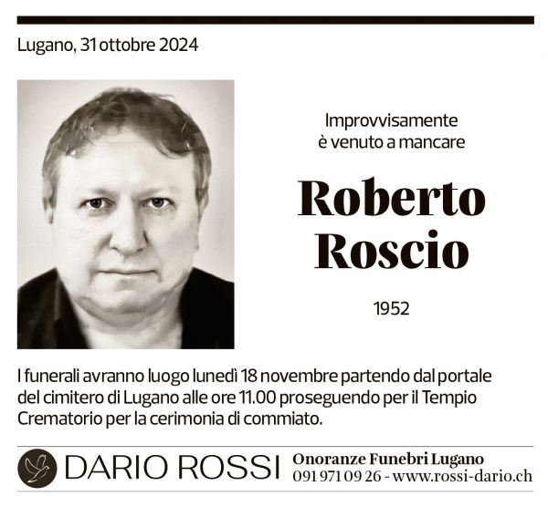 Annuncio funebre Roberto Roscio