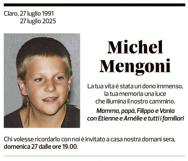 Annuncio funebre Michel Mengoni