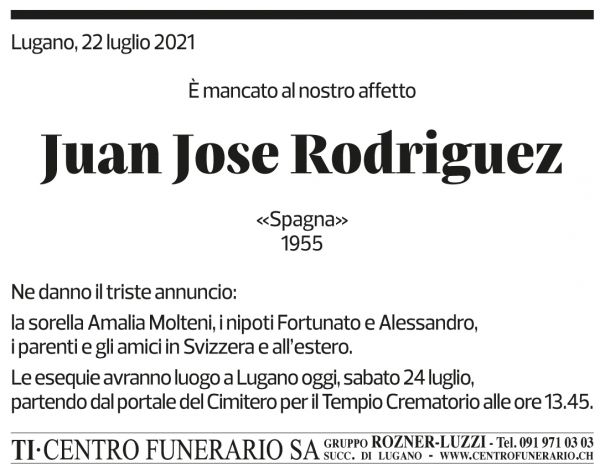 Annuncio funebre Juan Jose Rodriguez