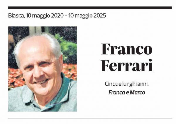 Annuncio funebre Franco Ferrari