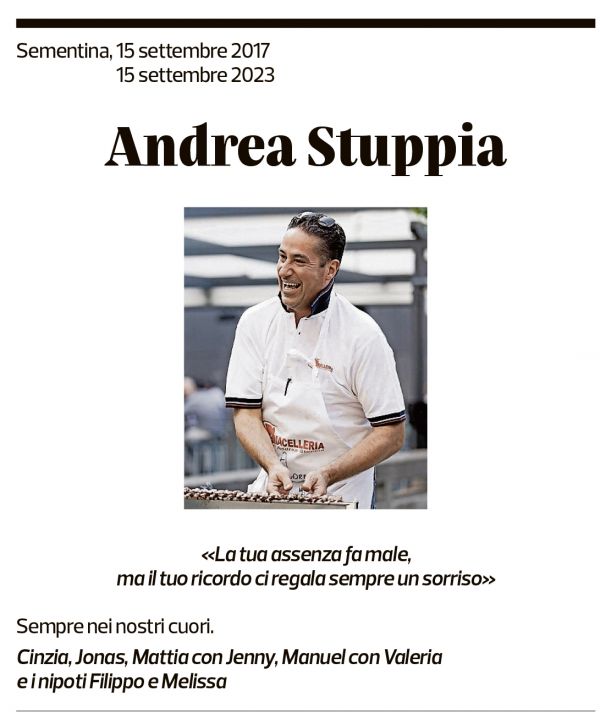 Annuncio funebre Andrea Stuppia