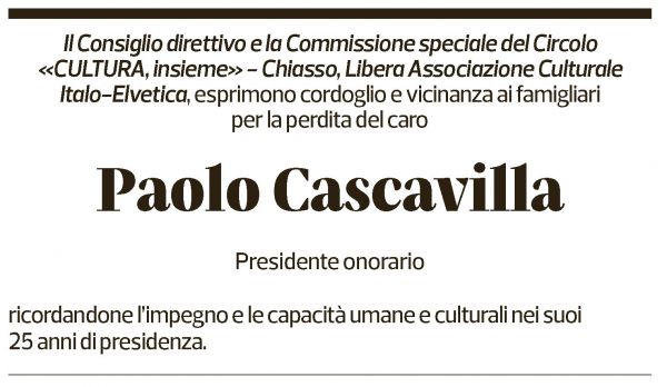 Annuncio funebre Paolo Cascavilla