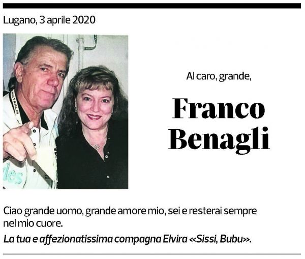 Annuncio funebre Franco Benagli
