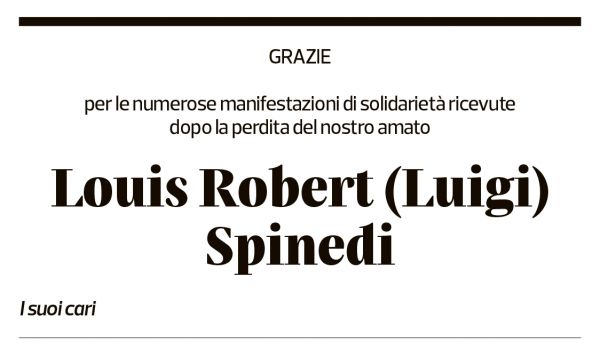 Annuncio funebre Louis Robert Spinedi