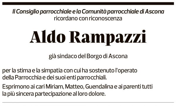 Annuncio funebre Aldo Rampazzi