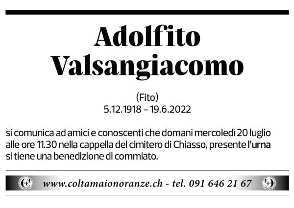 Annuncio funebre Adolfito Valsangiacomo