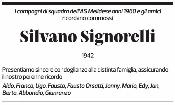 Annuncio funebre Silvano Signorelli