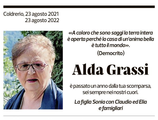 Annuncio funebre Alda Grassi