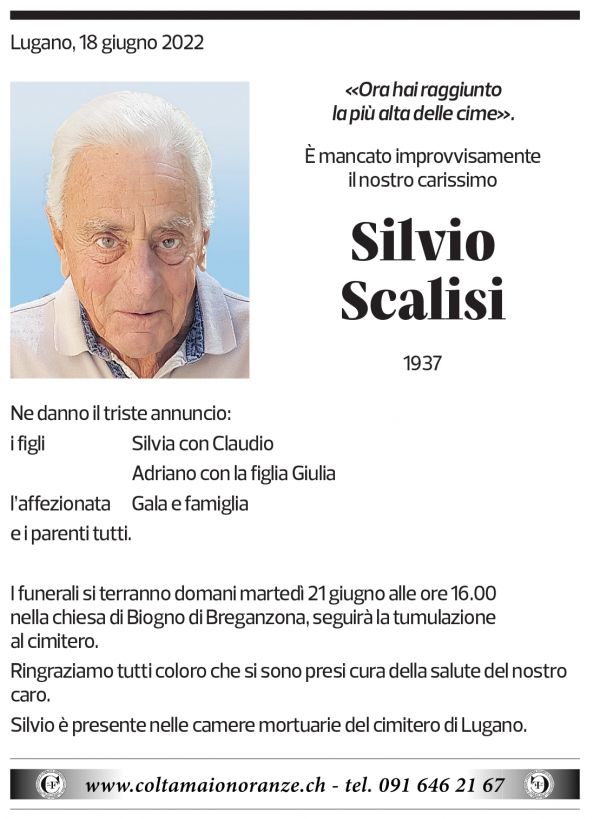 Annuncio funebre Silvio Scalisi