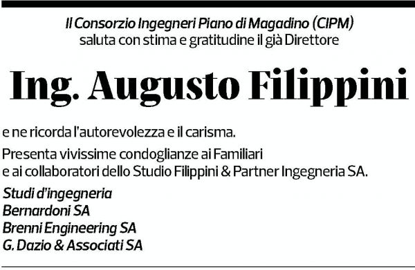 Annuncio funebre Augusto Filippini