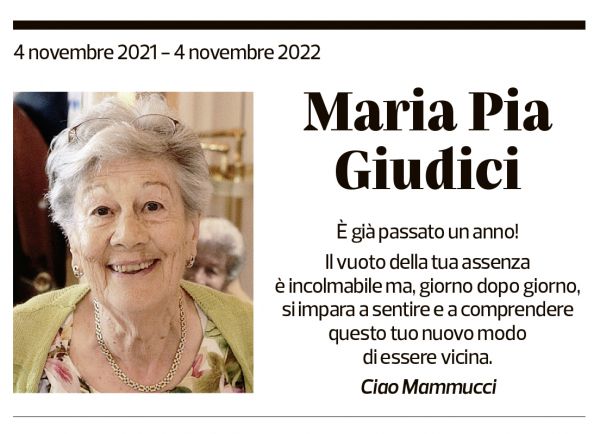 Annuncio funebre Maria Pia Giudici