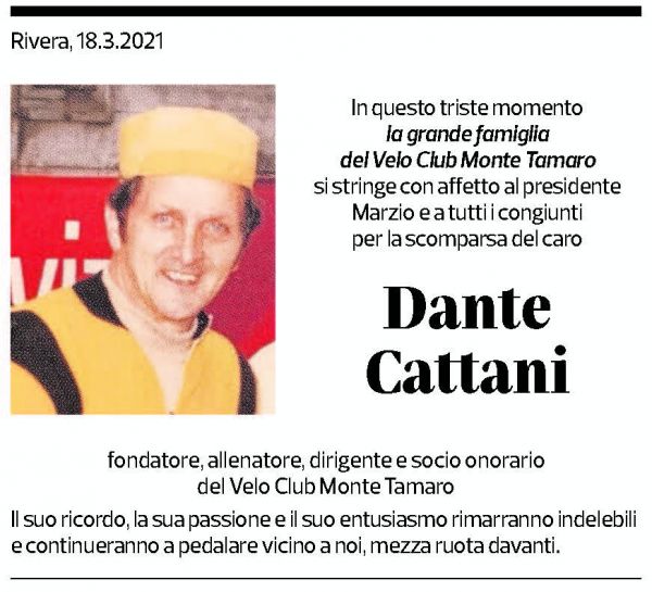 Annuncio funebre Dante Cattani