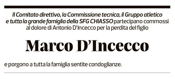 Annuncio funebre Marco D'incecco