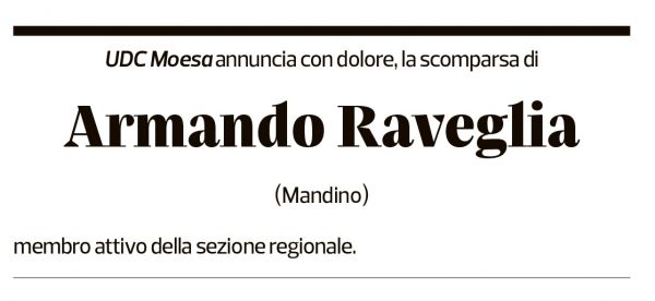 Annuncio funebre Armando Raveglia