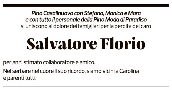 Annuncio funebre Salvatore Florio