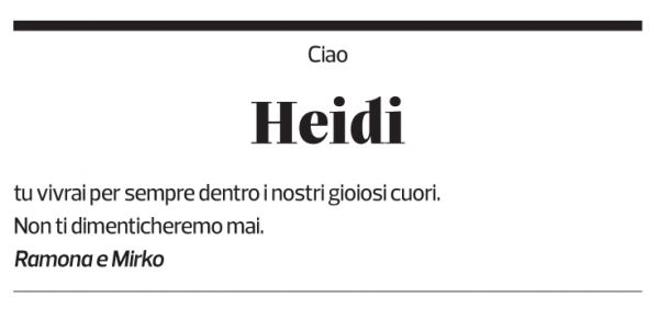 Annuncio funebre Heidi 