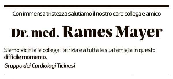 Annuncio funebre Rames Mayer