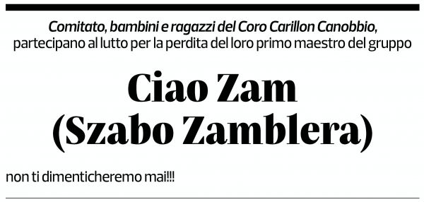 Annuncio funebre Szabo Zamberla