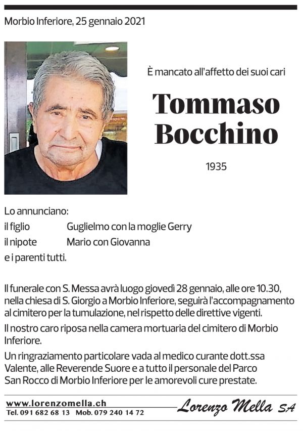 Annuncio funebre Tommaso Bocchino