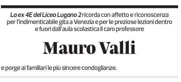 Annuncio funebre Mauro Valli