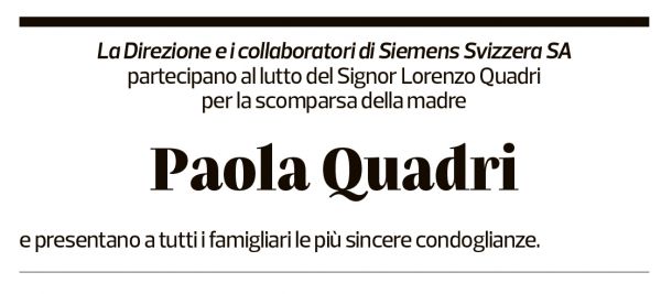 Annuncio funebre Paola Quadri