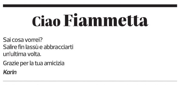 Annuncio funebre Fiammetta 