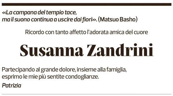 Annuncio funebre Susanna Zandrini