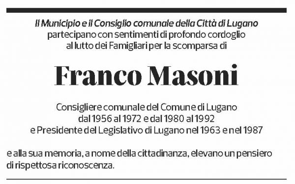 Annuncio funebre Franco Masoni