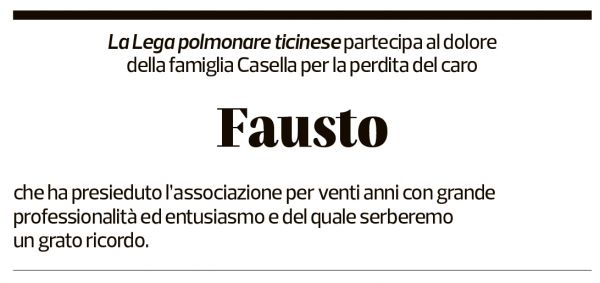 Annuncio funebre Fausto Casella