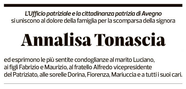 Annuncio funebre Annalisa Tonascia