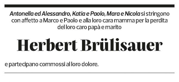 Annuncio funebre Herbert Brülisauer