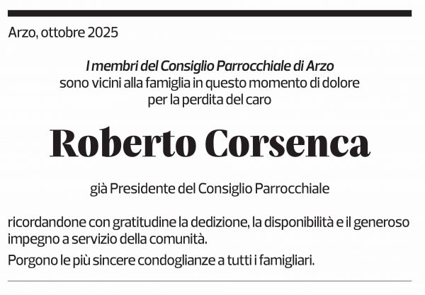 Annuncio funebre Roberto Corsenca